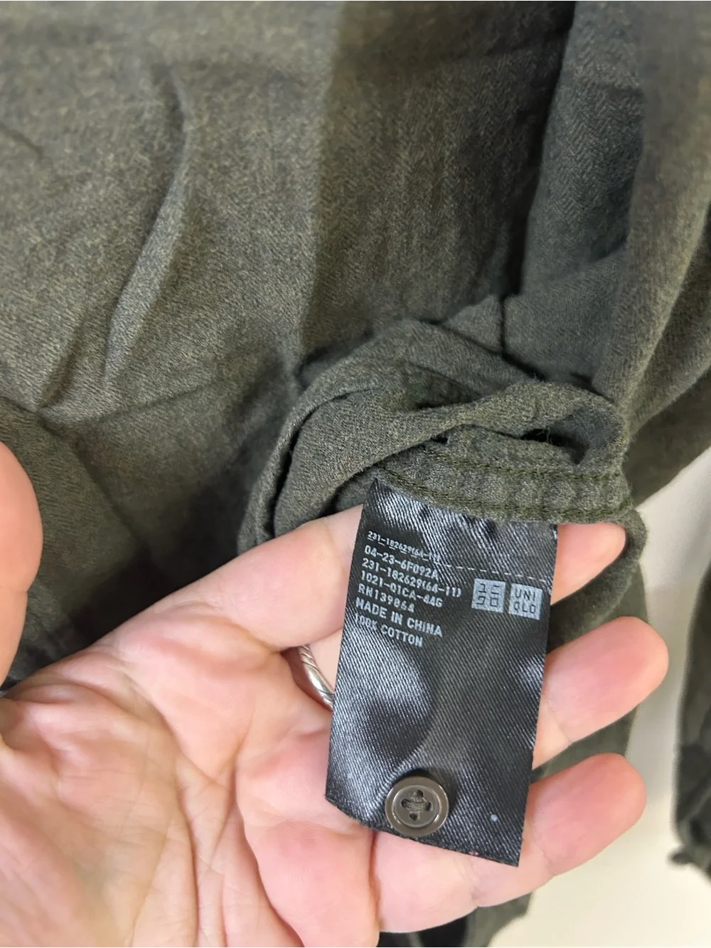 Uniqlo Green Cotton Button Down Shirt